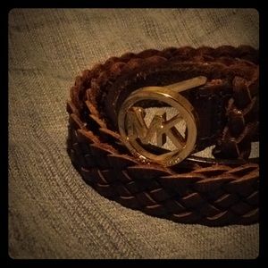 MK Michael Kors Leather Woven/Braided Belt